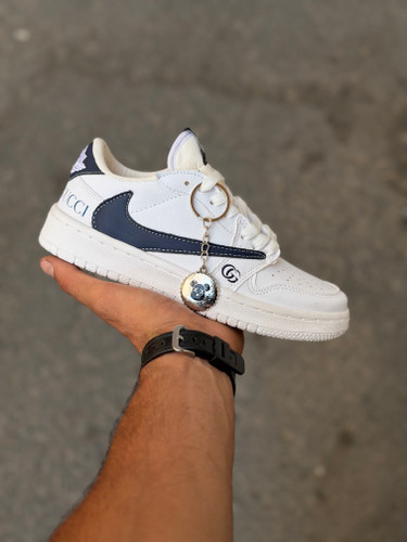 کتونی ترویس گوچی سفید سرمهای کد(۱۶۳)