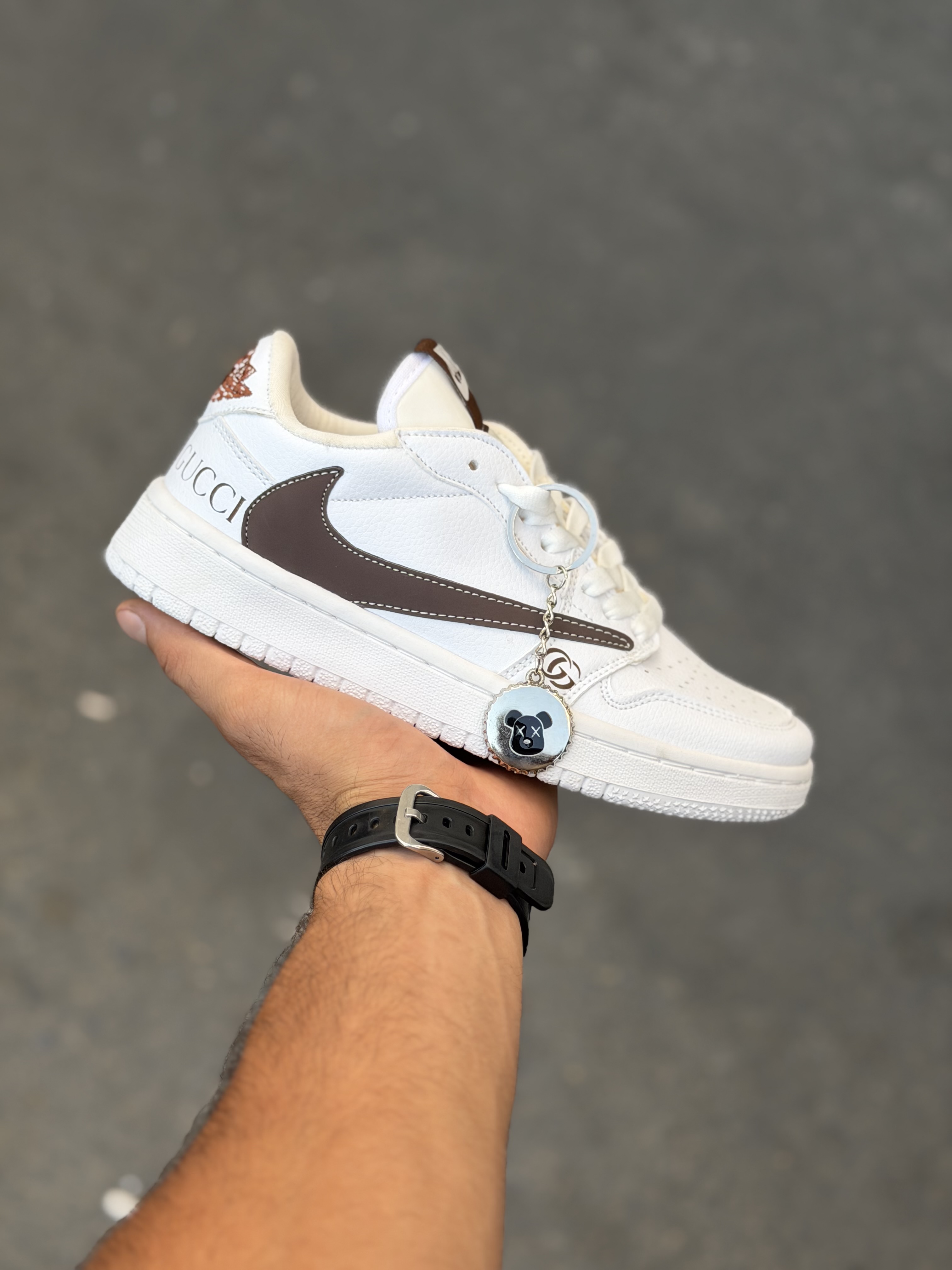 خرید کتونی ترویس گوچی سفید قهوه‌ای‌‌‌ کد(۱۷۶)